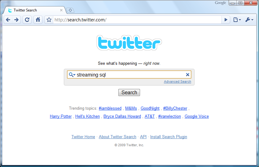Twitter's search page